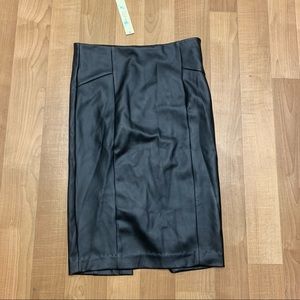 Love, Fire Faux Leather Midi Skirt